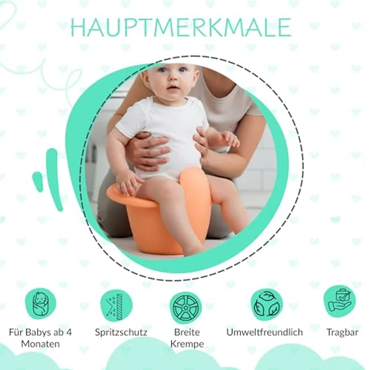 Easypisi Baby-Töpfchen zum Abhalten (Pfirsich), Windelfrei mit Spritzschutz, mobiles Kindertöpfchen für Jungen/Mädchen, Made in Germany – Bild 3
