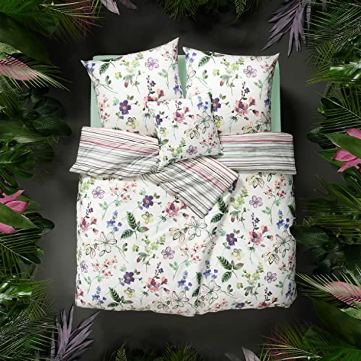 ESTELLA Mako-Satin Bettwäsche Lily Multicolor 1 Bettbezug 135 x 200 cm + 1 Kissenbezug 80 x 80 cm – Bild 4