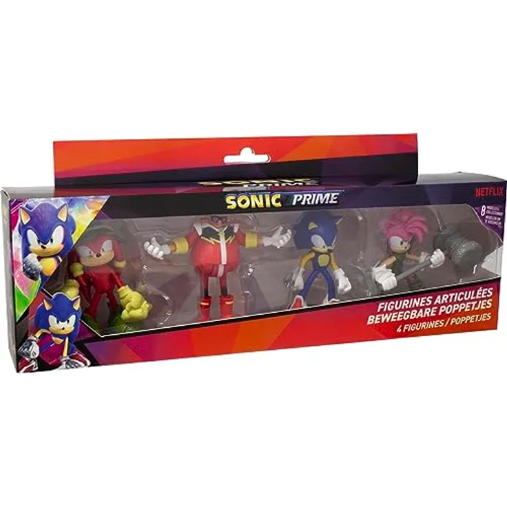 Lansay Sonic Prime Figuren Set, 4 bewegliche Sammelfiguren, 7,5 cm, Spielzeug für Kinder ab 8 Jahren
