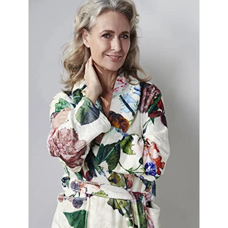 Essenza Kimono Fleur, Bademantel in Weiß mit floralem Design, Größe XL für Damen – Bild 3