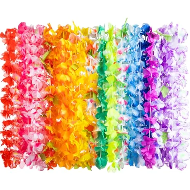 JOYIN 24 Stücke Hawaii Blumenketten Set, multifarbig, 91 cm Länge, für Strand- und Themengeburtstagsfeiern