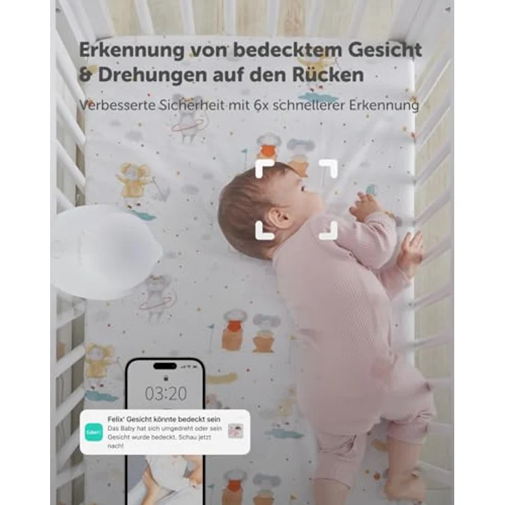 CuboAi Smart Babyphone 3, 2,5K QHD Babykamera, KI-Sicherheitswarnungen, Nachtsicht, WLAN, 1 Jahr Premium inklusive – Bild 3