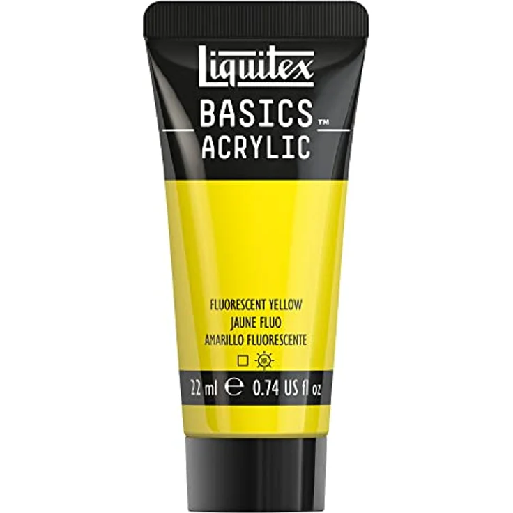 Liquitex Basics Acrylfarbe Gelb Fluo, 22 ml Tube, lichtecht, mittlere Viskosität, seidenglänzend, monopigmentiert, Archivqualität – Bild 1