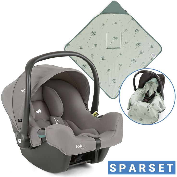 joie i-Snug 2 i-Size Babyschale, ab Geburt bis 13 kg (40 cm-75 cm), inkl. Sitzverkleinerer, nur 3,35 kg, mit Isofix, Seitenaufprallschutz, Farbe Pebble, inkl. Einschlagdecke Pusteblume