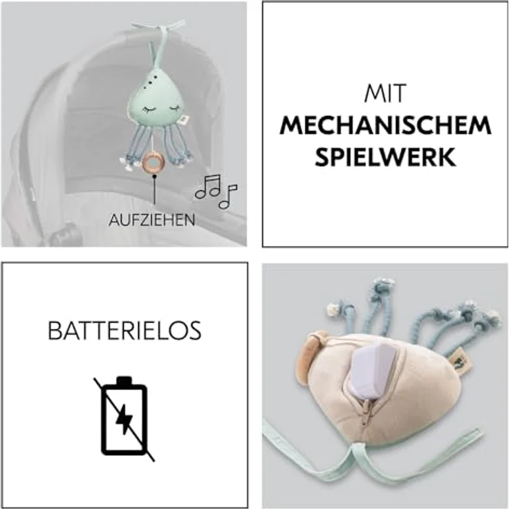 Hauck Spieluhr Cuddle N Sleep, Jellyfish Spieluhr mit mechanischem Spielwerk und waschbarer Funktion – Bild 8