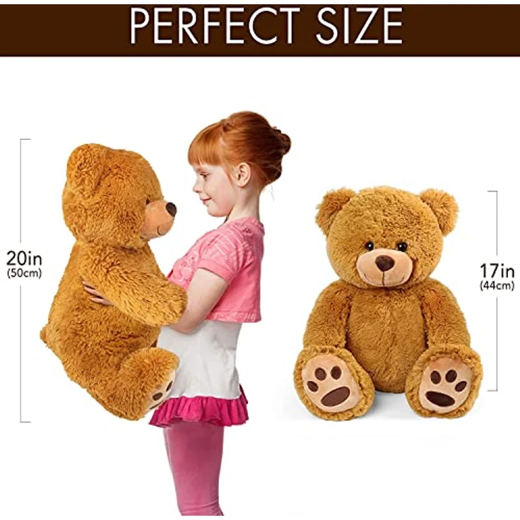 LotFancy Teddybär 50cm, Kuscheltier aus Plüsch mit hochwertigen Materialien, Braun, ideales Geschenk für Kinder und Freundinnen, Geburtstag, Valentinstag – Bild 3