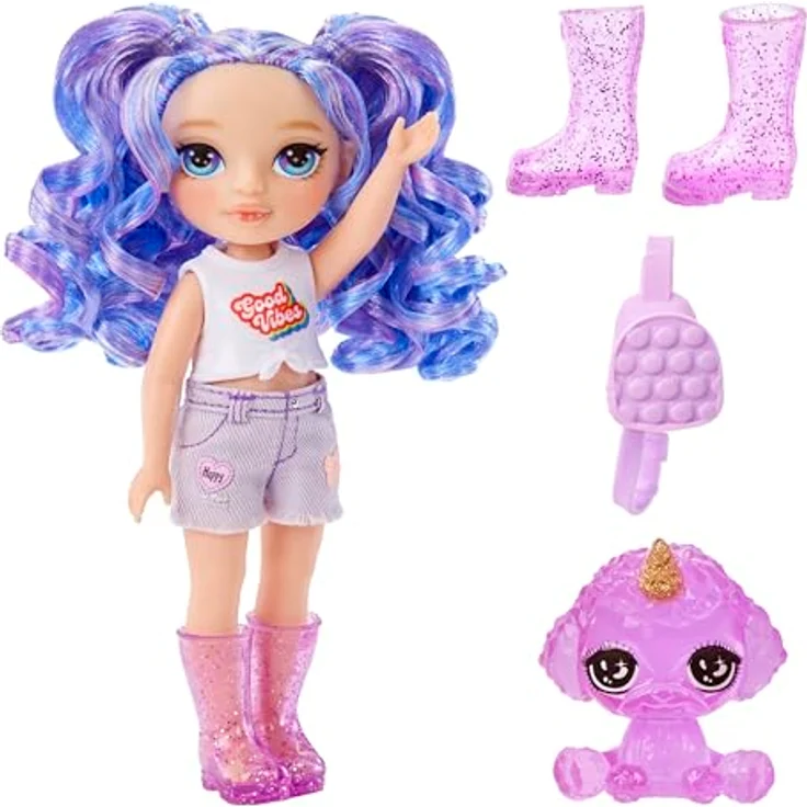 Rainbow High Anziehpuppe Rainbow High Littles Dolls - Amethyst (Purple) - Modepuppe mit lila Haaren und süßem Miniatur-Haustier – Bild 2