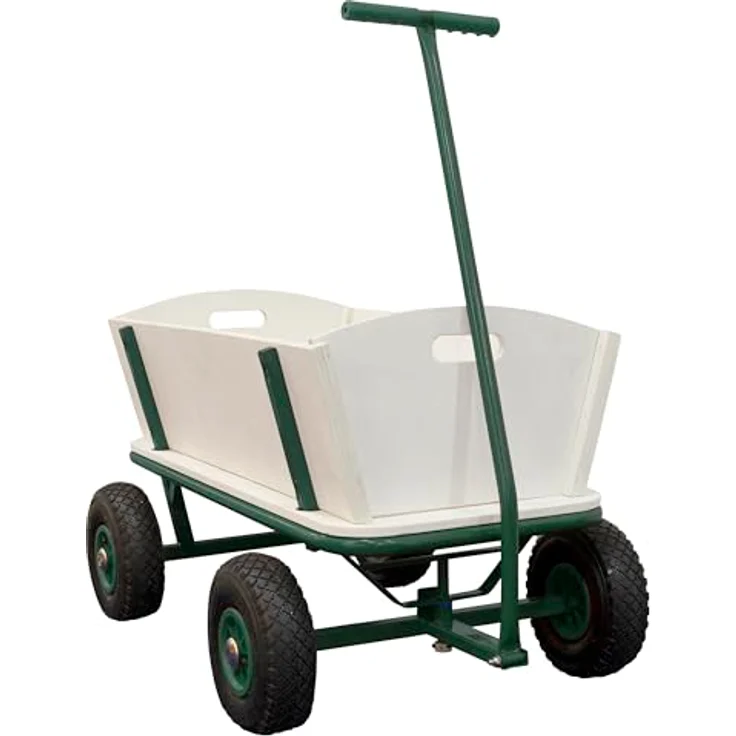 Ambia Garden Bollerwagen, Braun-Grün, aus Holz und Metall, 95x97x61 cm, CE-zertifiziert, ideal für Baby und Kind – Bild 2