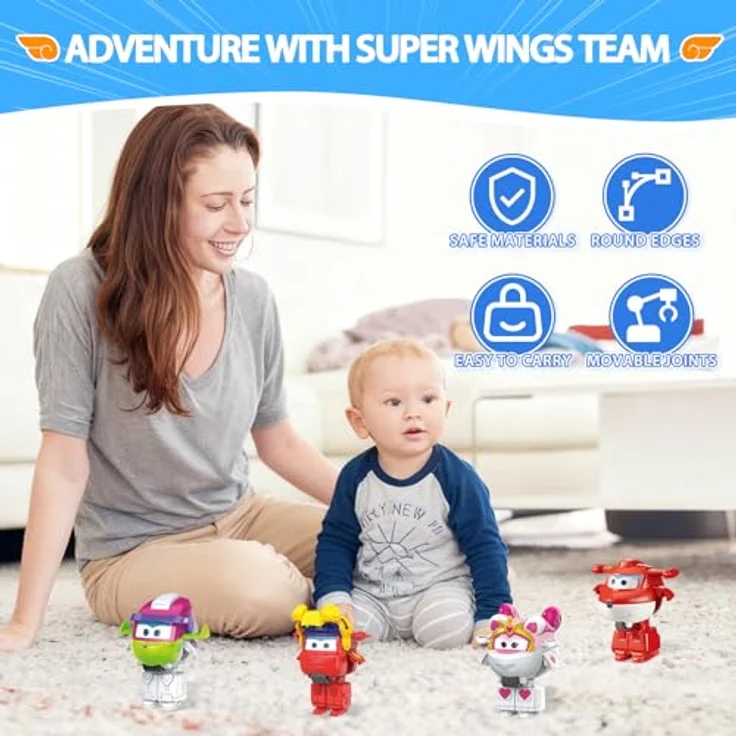 Super Wings 2 inch Verwandlungsspielzeug 4er Pack, Jett, Curie, Runi und Sara, Transforming Flugzeug Mini Figuren, 2-in-1 Roboter und Flugzeug, für Kinder ab 3 Jahren – Bild 4