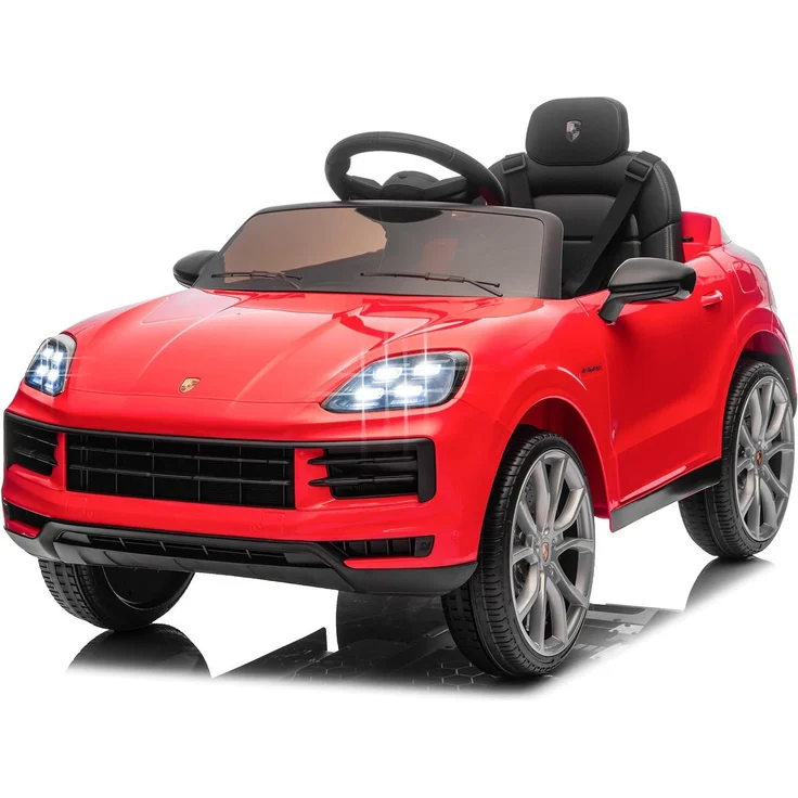 LALAHO Kinder Elektroauto 12V 2-türig mit Fernbedienung und MP3-Funktion, Rot, 3 Geschwindigkeiten, LED-Leuchten, Sicherheitsgurt