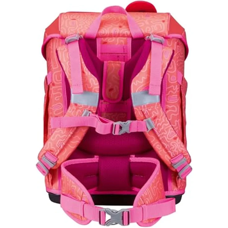 DerDieDas Schulranzen ErgoFlex Tiny Superflash Set 6-teilig, großes Hauptfach, komfortable Träger, viele Taschen, robustes Material, coral reef lachsfarben – Bild 3