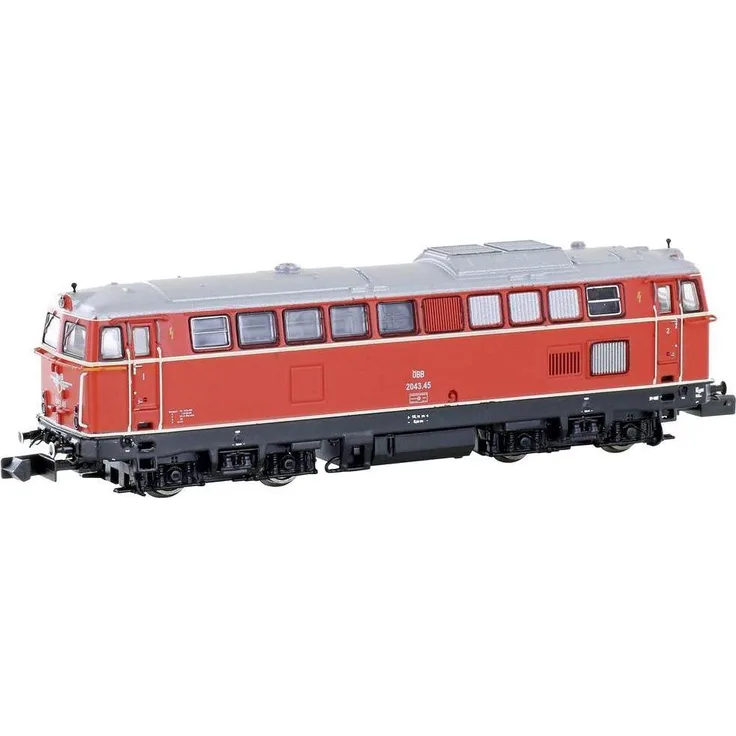 Jägerndorfer JC60000 1 N Diesellok Rh 2043, vierachsige dieselhydraulische Lokomotive der ÖBB, blutorange, Spur N