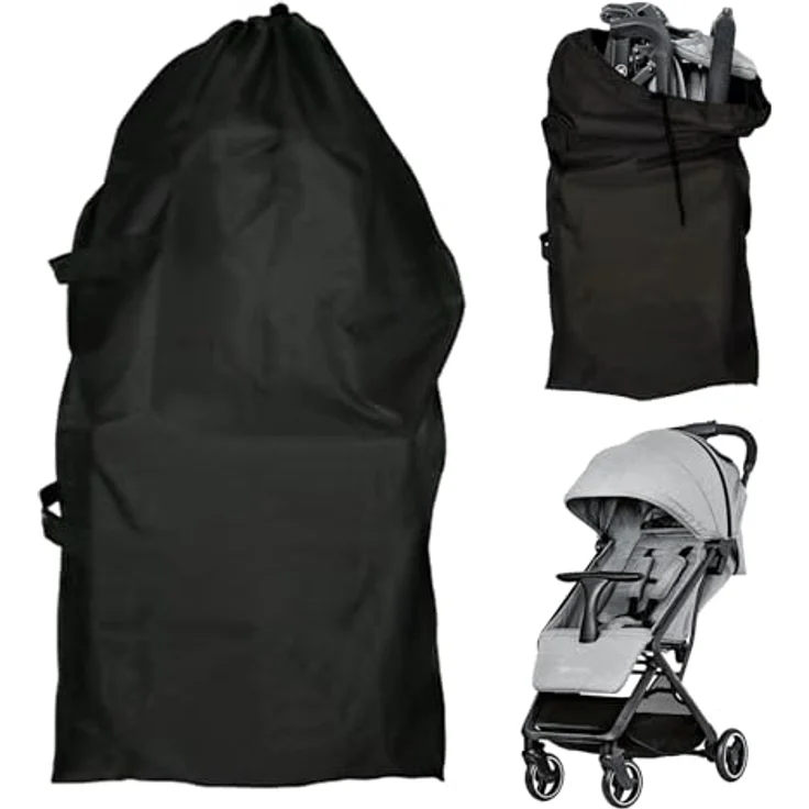 Wisebom Transporttasche für Kinderwagen, wasserdicht, 117 x 53 x 33 cm, für Flugreisen, schwarz – Bild 1