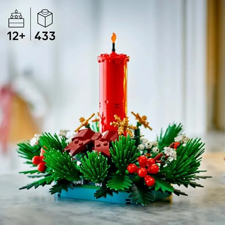 LEGO Iconic 40743 Weihnachtsgesteck Bausatz, festliche Weihnachtsdeko mit roter Kerze und bunten Details, mehrfarbig – Bild 3