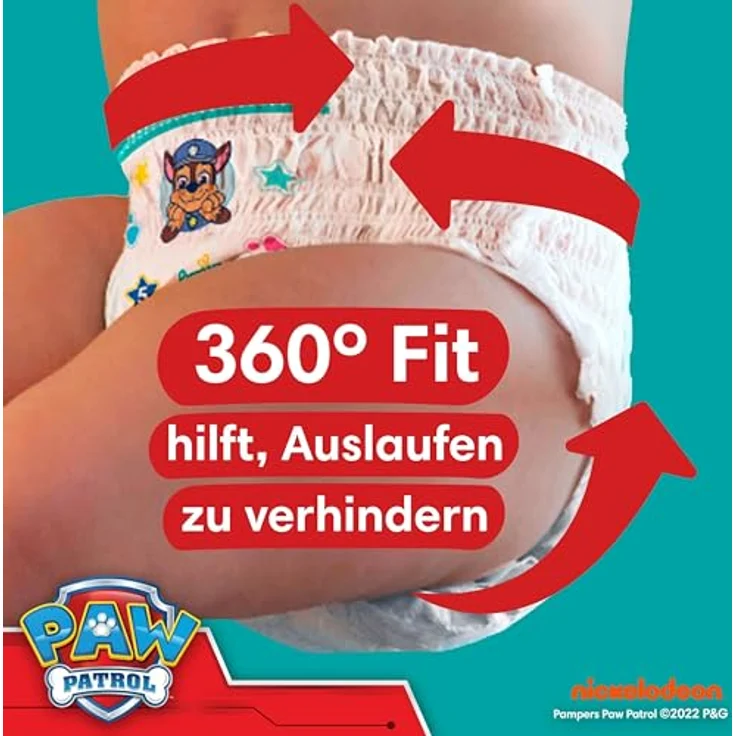 Pampers Windeln Baby Pants Dry Gr.5 Junior (11-17 kg), 360° Fit mit 100% Auslaufschutz, Paw Patrol, Monatsbox, 160 St. – Bild 4