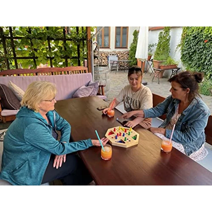 GICO Holz Ludo Spiel XL - Brettspiel für die ganze Familie, stabile Ausführung, große Figuren – Bild 3