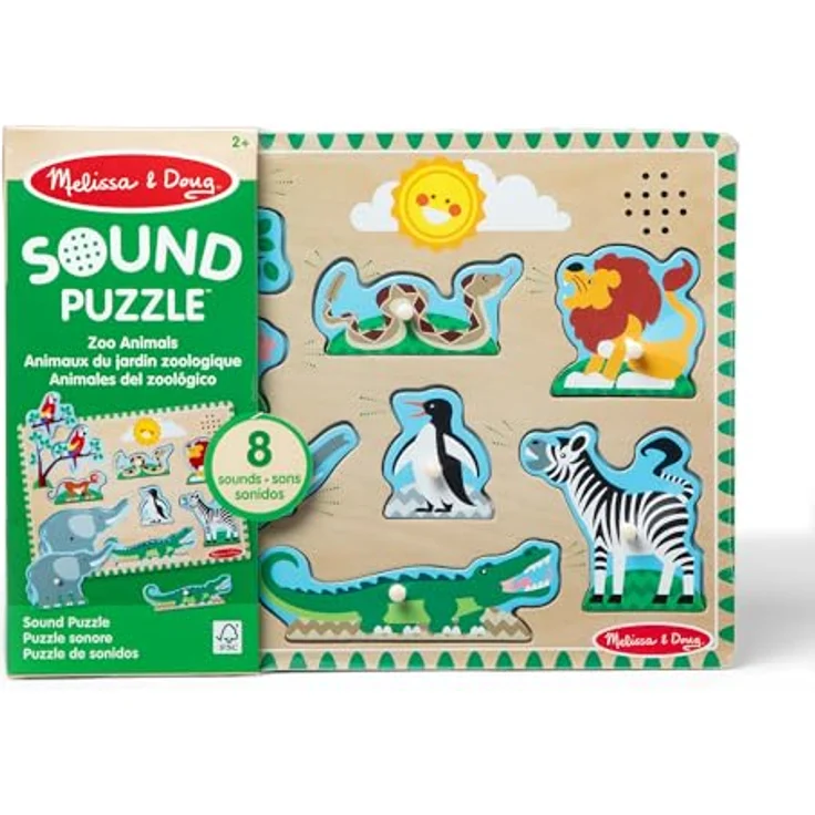 Melissa & Doug Zoo Animals Sound Puzzle, interaktives Puzzle mit 8 Tiergeräuschen und lichtaktivierten Sensoren – Bild 3