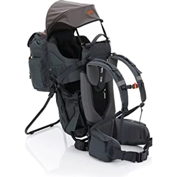 Fillikid Rückentrage Adventure, ergonomische Rückenbabytrage mit abnehmbarem Tagesrucksack, integrierter Sonnen- und Regenschutz, Farben: Frost Blue und Desert Beige
