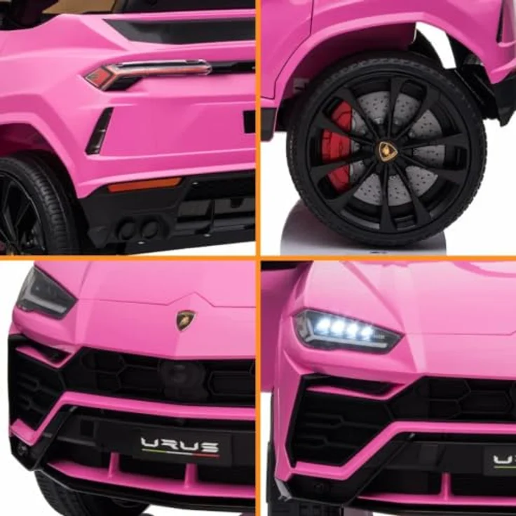 Vrooomy Lamborghini Urus Kinder Elektroauto 12V mit Fernbedienung, geeignet für 1-6 Jahre, rosa, 3-6 km/h, MP3-Player, Sicherheitsgurte, 90% vormontiert – Bild 9