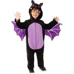 Funidelia Fledermaus Kostüm für Kinder, Größe 7-9 Jahre, Schwarz, 100% Polyester für Halloween, Karneval und Kostümpartys