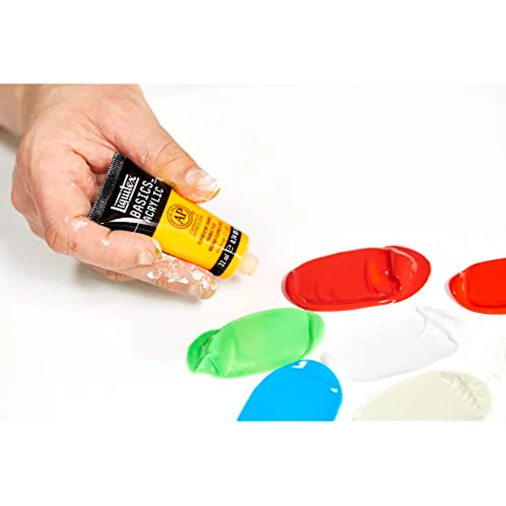 Liquitex Basics Acrylfarbe 8870498, Blau Fluo, 22 ml Tube, lichtecht, mittlere Viskosität, seidenglänzend, monopigmentiert, Archivqualität – Bild 3