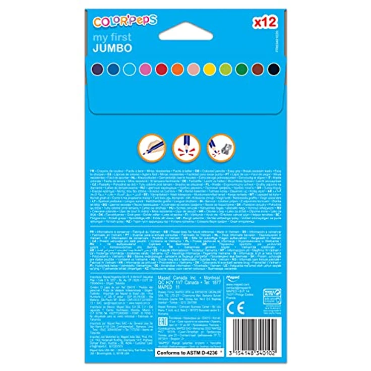 Maped - M834010 - Packung mit 12 Stück, Buntstifte Color Peps Maxi – Bild 3