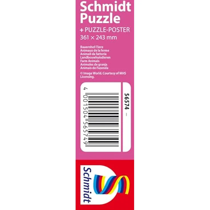 Schmidt 56574 Bauernhof Tiere Kinderpuzzle, 60 Teile, pädagogisch wertvoll für Kinder ab 5 Jahren, inkl. Puzzleposter, 36,1 x 24,3 cm – Bild 4