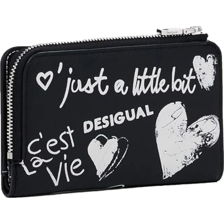 Desigual Seshat Emma 2.0 Wallet, Kinderportemonnaie in Schwarz/Weiß mit 7 Kreditkartenfächern und Münzfach – Bild 3