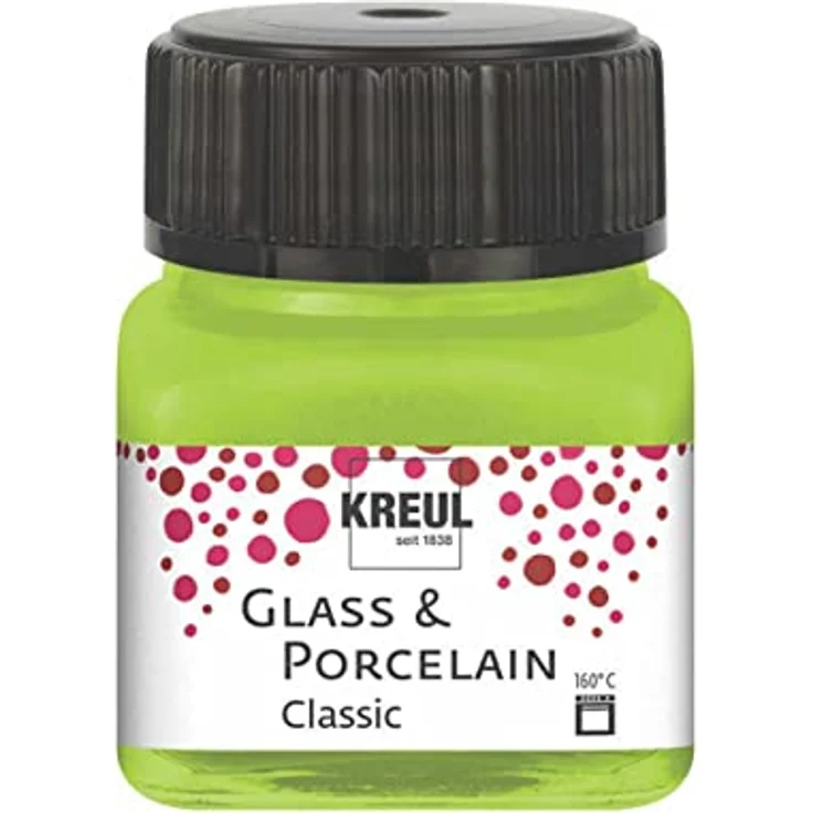 KREUL Glass & Porcelain Classic maigrün, 20 ml brillante, schnelltrocknende Malfarbe auf Wasserbasis, deckend für Porzellan und Glas – Bild 1