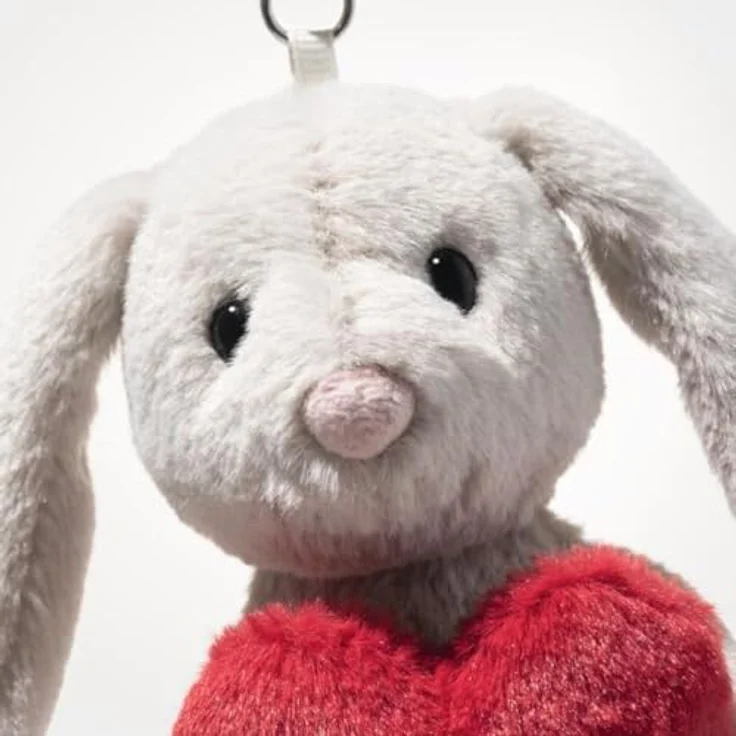 Steiff Plüsch Schlüsselanhänger Hase Hoppie Love, 15 cm, hellgrau mit rotem Herz, maschinenwaschbar bis 30°C – Bild 3
