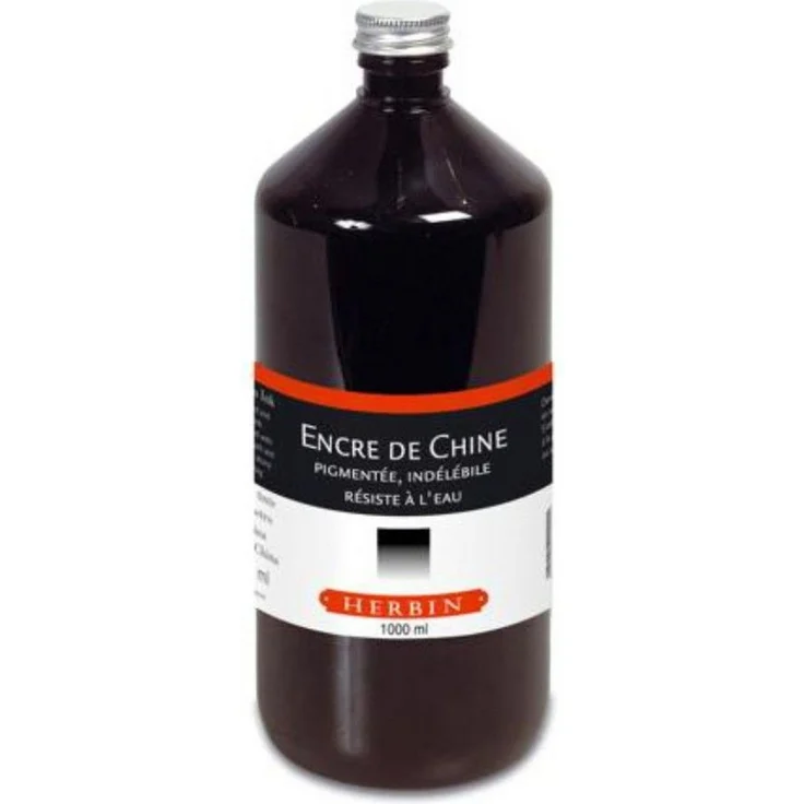 OTTO Maltuch Zeichentusche 1000 ml, schwarze Tusche mit hoher Lackkonzentration, lösungsmittelbeständig für Feder und Pinsel