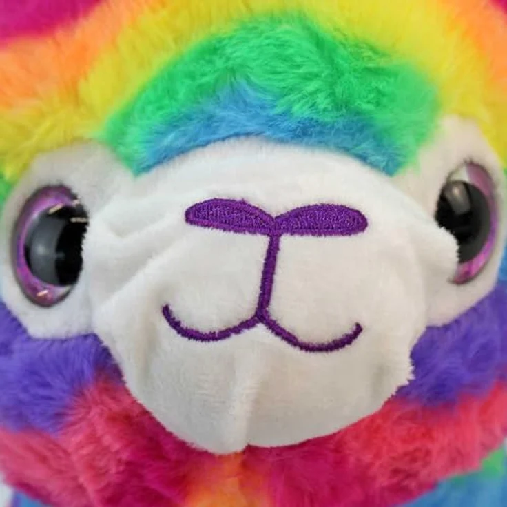 BEMIRO Regenbogen Lama Kuscheltier, 40 cm, Plüschtier mit Glitzeraugen und Aufhängeschlaufe, buntes Stofftier in Pastellfarben – Bild 4