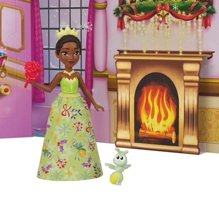 Mattel Disney Princess Puppe Adventskalender JFG79, 24 Überraschungen mit 3 kleinen Puppen, 3 Tierfreunden, 6 Moden und 16 Zubehörteilen – Bild 4
