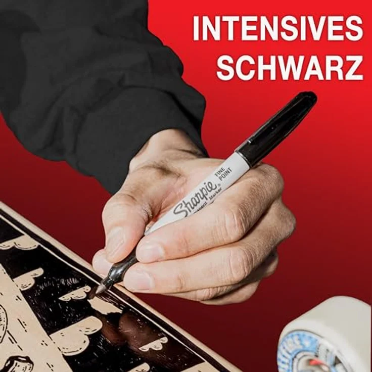 Sharpie Permanent Marker, feine Spitze, schwarze Tinte, 5 Stück, wasserfest und schnell trocknend – Bild 3