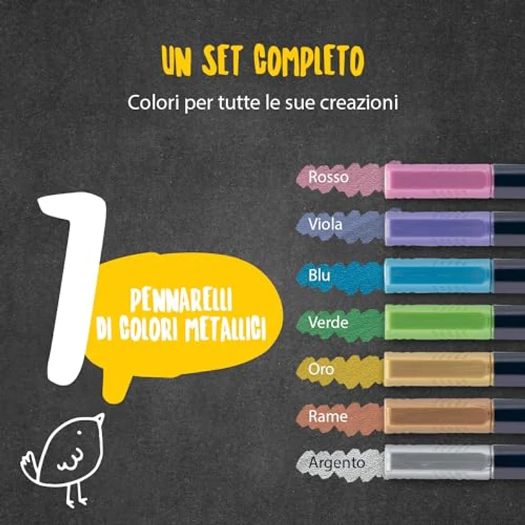 Securit Kreidemarker Metallic 1mm Set, 7 Stück in Silber, Violett, Grün, Gold, Blau, Kupfer, Pink, für Erwachsene und Jugendliche – Bild 4