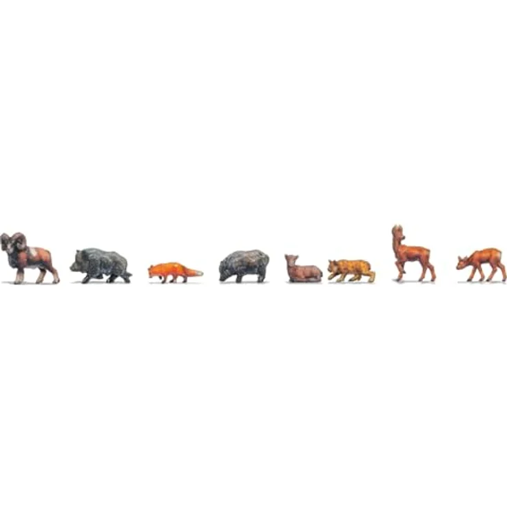 NOCH Waldtiere Set, realistische 3D-gedruckte Figuren für Modelldioramen in Z-Gauge 1:220, robuste Kunststoffmaterialien, inkl. Wildschweine, Rehe, Füchse und Luchse