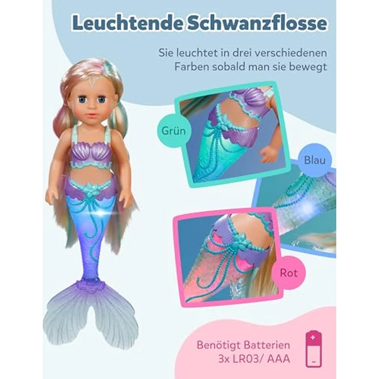 Baby Born Meerjungfrauenpuppe, farbwechselnde Puppe mit Nylon-Haar und Tiara, für Wasser und Badewanne – Bild 4