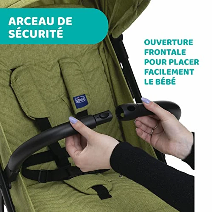 Chicco Trolley Me Kinderwagen, ultraleicht, kompakt, faltbar und neigbar von der Geburt bis 15 kg, mit Trolley-System, Regenhülle und ausziehbarem Verdeck – Feile – Bild 10