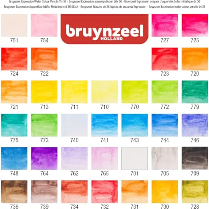 Bruynzeel Expression Aquarellstifte 36er-Set mit Pinsel im Metalletui | wasserlösliche Farben für Erwachsene, ideal für Bullet Journaling und Aquarelleffekte – Bild 4