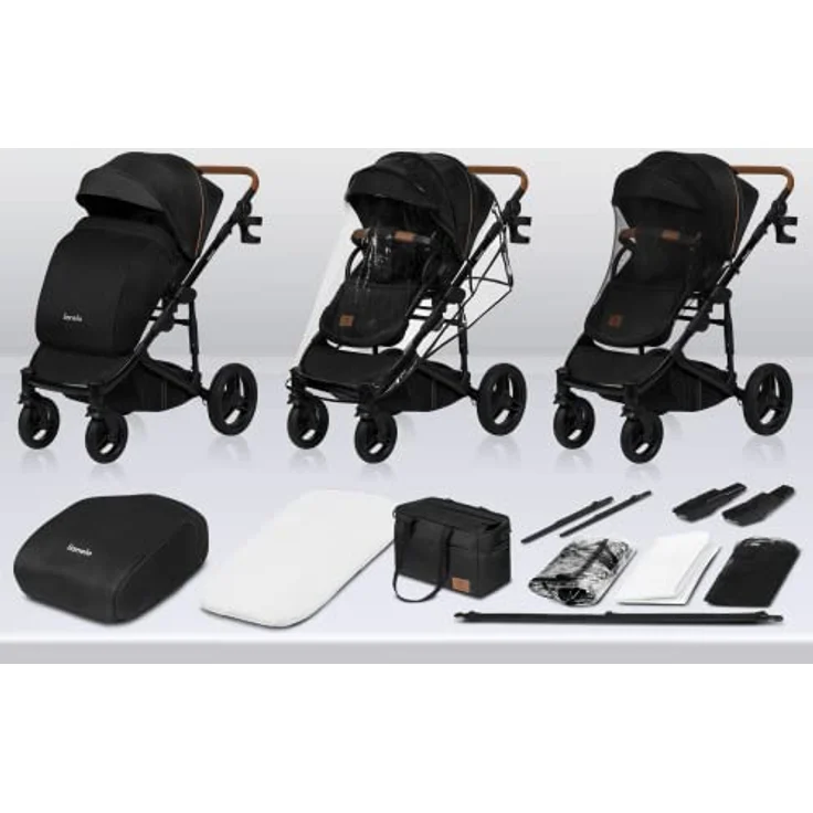 Lionelo Mari Tour 2-in-1 Kinderwagen bis 22kg mit Babywanne, geländegängige Räder, dreifache Dämpfung, XXL Verdeck - Blau – Bild 2