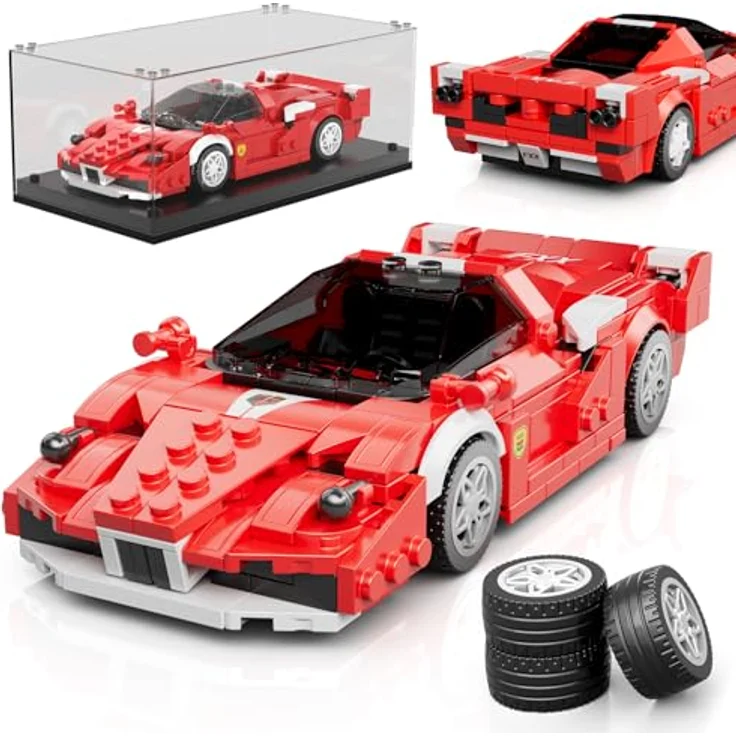 Mould King 27080 Technik Speed Champion Supersportwagen, Klemmbausteine Set mit 433 Teilen und Acryl Vitrine, Drift Auto für Erwachsene – Bild 1