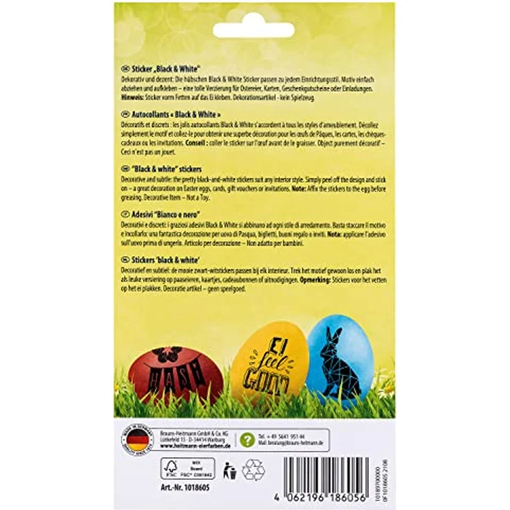 Heitmann Eierfarben - Sticker Black & White 2 Bögen, 1018605, Schwarz/Weiß – Bild 2