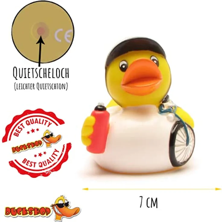 Duckshop I Badeente Radrennfahrer I Fahrrad Quietscheentchen I Rennrad Quietscheente I Wannen-Spielzeug für Kinder – Bild 5