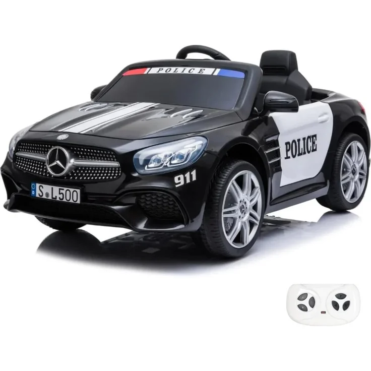 Mercedes Elektro-Polizeiauto 12V SL500 AMG, 1-6 Jahre, Fernbedienung, Schwarz