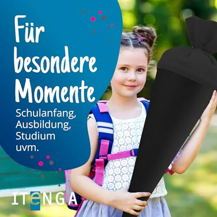 Bastelschultüte Schultütenrohling Zuckertüte Schultüte 70cm rund mit und ohne Filzverschluss (Schwarz mit Filzverschluss) – Bild 8