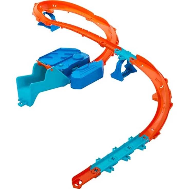 Hot Wheels Deluxe Streckenset JDB49, motorisierter Beschleuniger, 1:64 Maßstab, Track-Schnellstecksystem, individuelle Bauvarianten, Sprung-Strecke – Bild 5