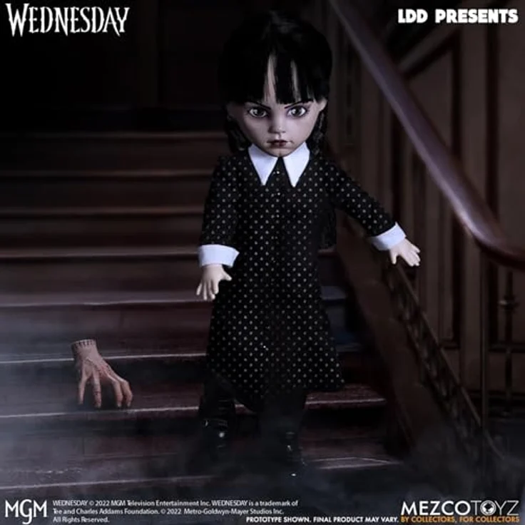 MEZCO Actionfigur LDD presents Wednesday Puppe, schwarz/weiß, 100 % Kunststoff, 10 x 25 cm – Bild 3