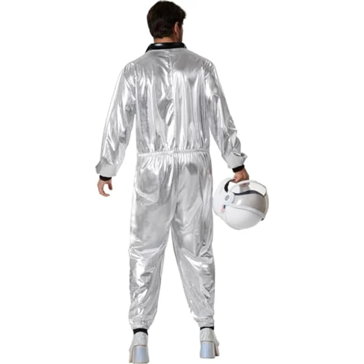 dressforfun Astronauten Kostüm, Silberner Overall für Damen und Herren, Leichtes und pflegeleichtes Polyester, Ideal für Fasching und Karneval - L – Bild 2