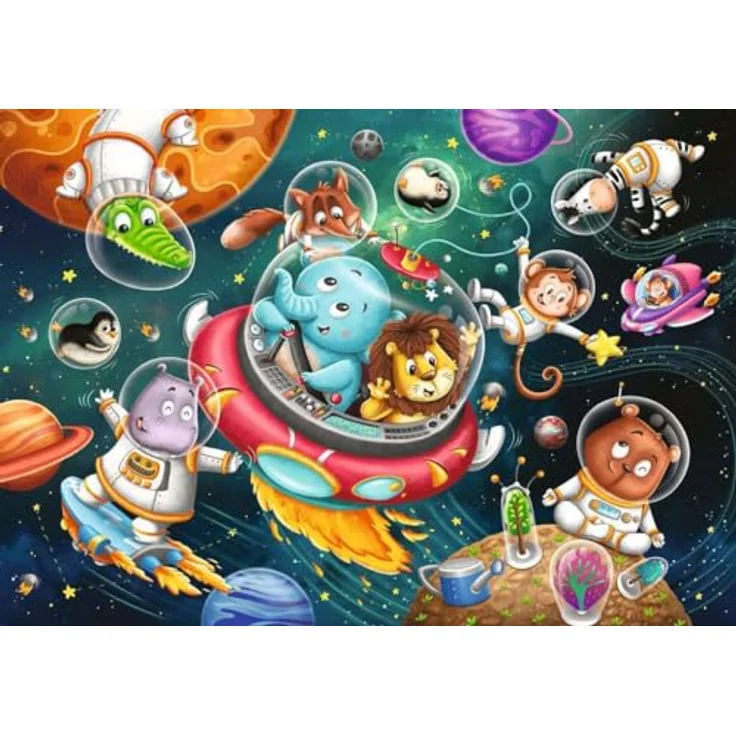 Ravensburger Kinderpuzzle - Tiere im Weltall - 2x12 Teile Puzzle für Kinder ab 3 Jahren, inklusive Mini-Poster – Bild 3