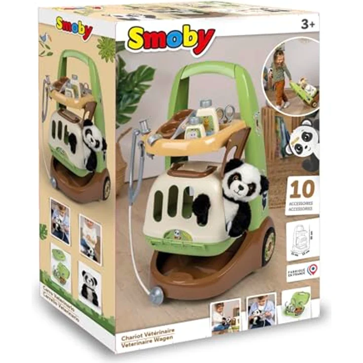 Smoby Tierarzt-Trolley mit Plüsch-Panda, 2-in-1 Transportbox und abnehmbarem Doktorkoffer, inkl. Zubehör, 31 x 32,1 x 55,2 cm, ab 3 Jahren – Bild 5